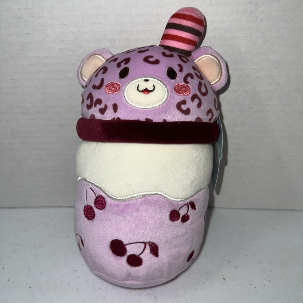 Puchi Gumi Cherry Bear Tea 7" Purple Leopard Plush Stuffed Animal Soft Toy New